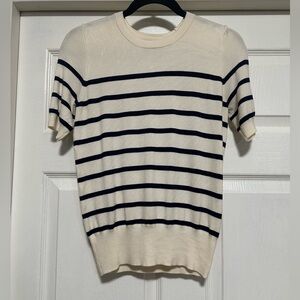 Zara White Striped Sweater Shirt Women's Size S